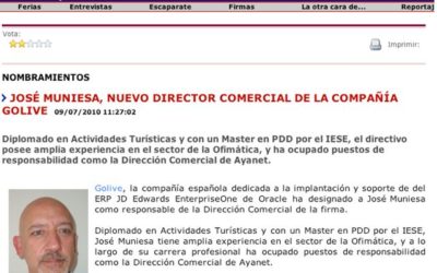 Redes Telecom recoge el nombramiento de José Muniesa como Director Comercial de Golive