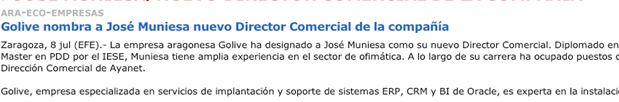 La Agencia EFE recoge la incorporación de José Muniesa a Golive